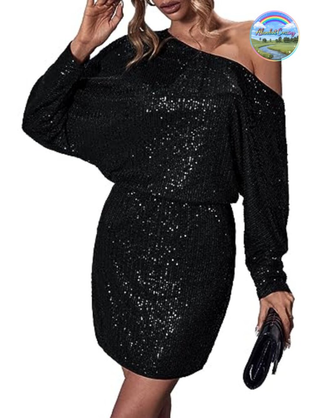 Sequin Bodycon Mini Dress Long Sleeve Off Shoulder Cocktail Party